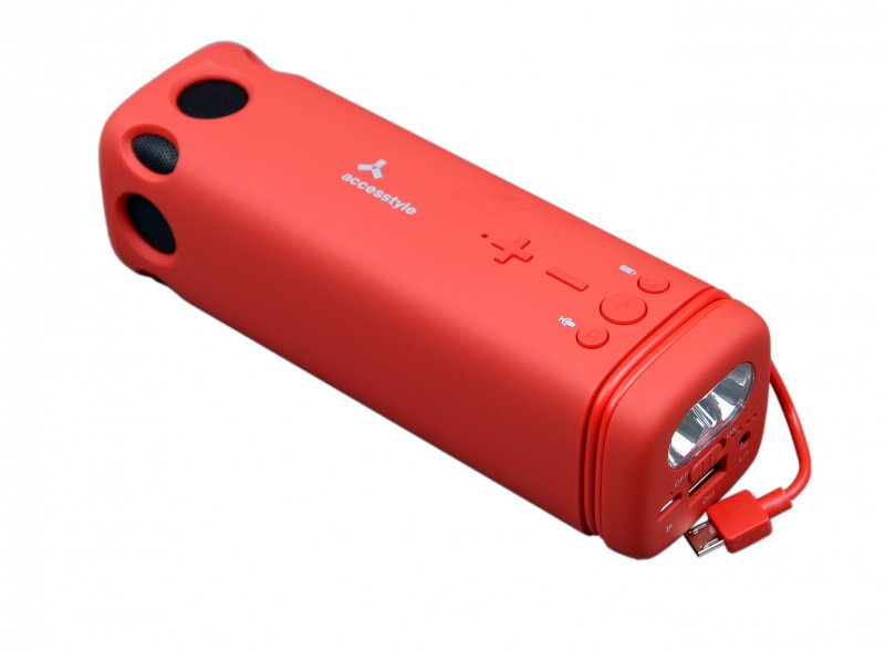 Acs_Sham_TR Велосипедная колонка с мощным фонарем, powerbank, с функцией Hands-Free и управлением Siri. , серебро_1