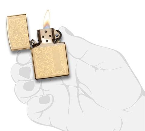 Зажигалка ZIPPO Venetian® с покрытием High Polish Brass, латунь/сталь, золотистая, 36x12x56 мм_1