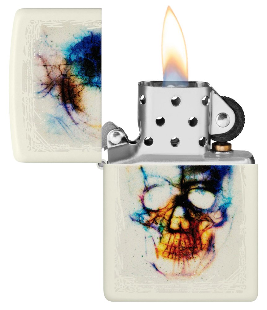 Зажигалка ZIPPO Skull Design с покрытием Glow In The Dark Green, латунь/сталь, белая, 38x13x57 мм_2