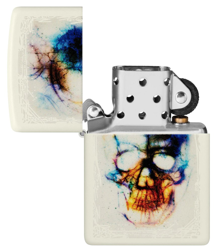Зажигалка ZIPPO Skull Design с покрытием Glow In The Dark Green, латунь/сталь, белая, 38x13x57 мм_3