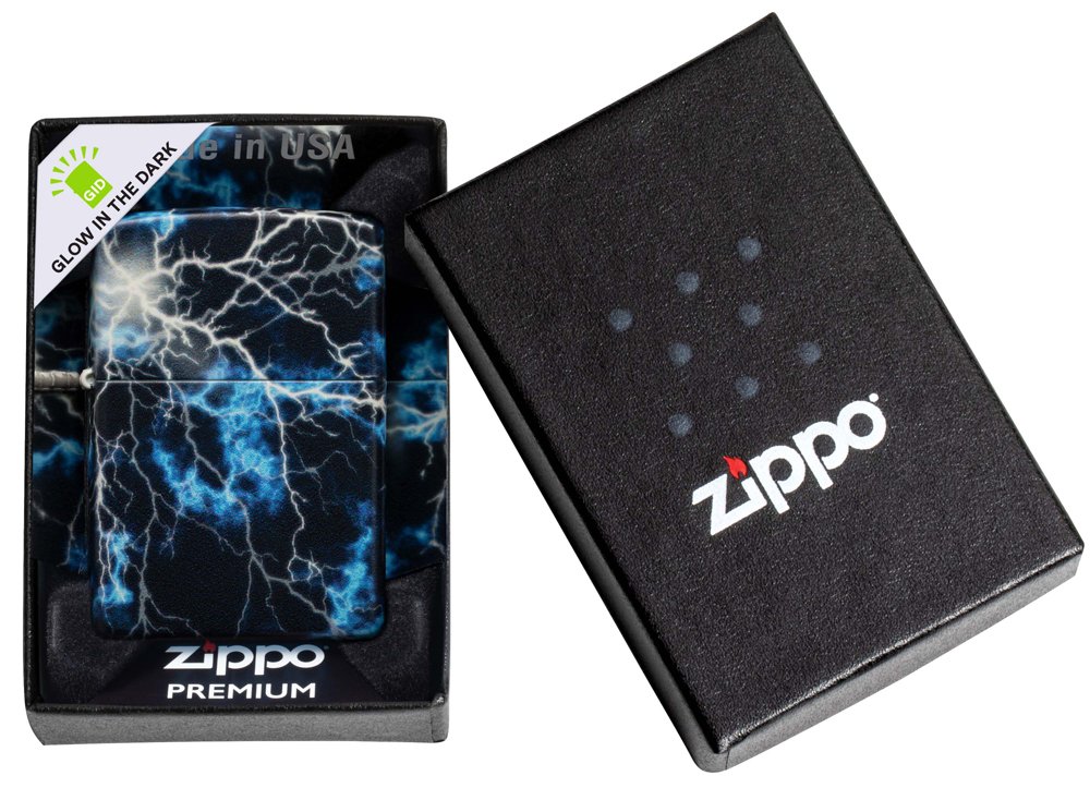 Зажигалка ZIPPO Lightning с покрытием Glow In The Dark Green, латунь/сталь, черная, 38x13x57 мм_5
