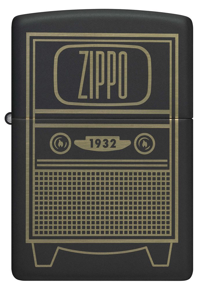 Зажигалка ZIPPO Vintage TV Design с покрытием Black Matte, латунь/сталь, черная, 38x13x57 мм_3