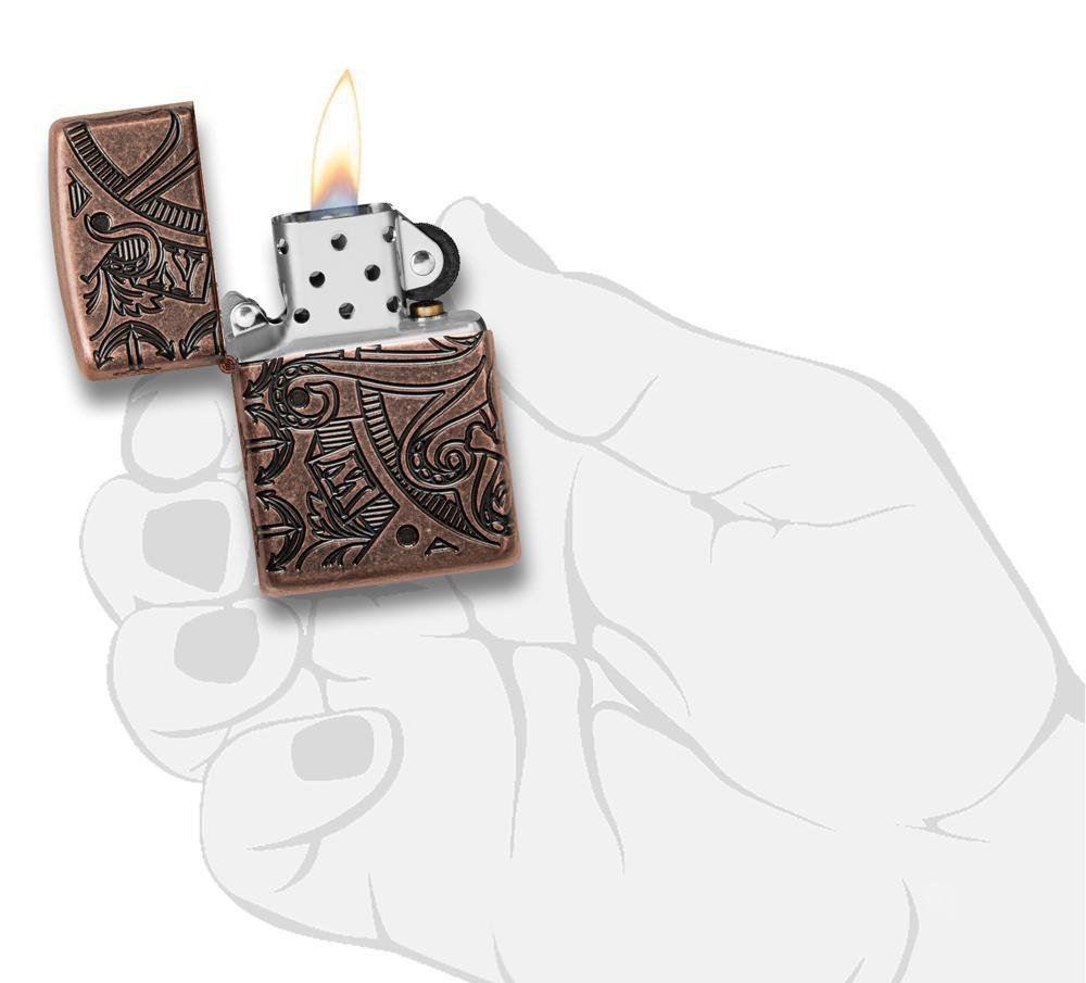 Зажигалка ZIPPO Armor™ с покрытием Antique Copper™, латунь/сталь, медная, матовая, 36x12x56 мм_9