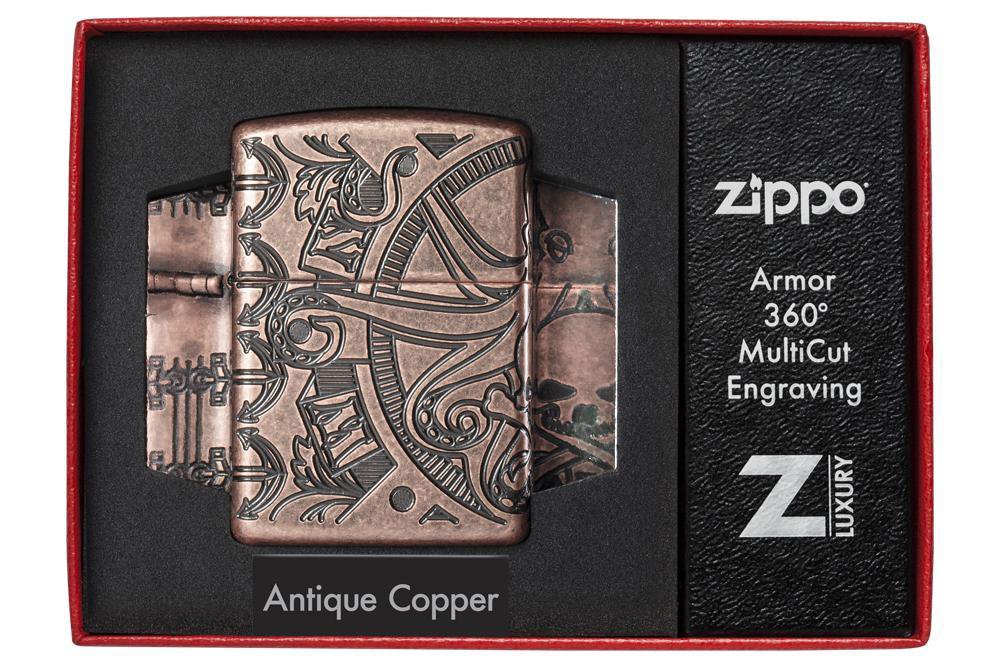 Зажигалка ZIPPO Armor™ с покрытием Antique Copper™, латунь/сталь, медная, матовая, 36x12x56 мм_10