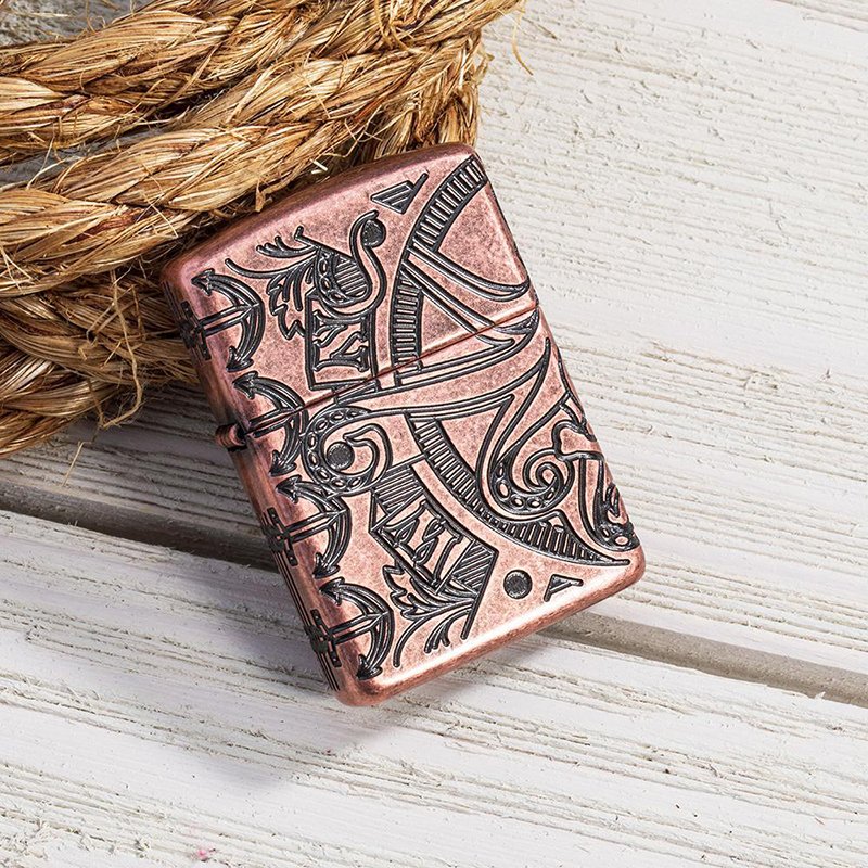 Зажигалка ZIPPO Armor™ с покрытием Antique Copper™, латунь/сталь, медная, матовая, 36x12x56 мм_6