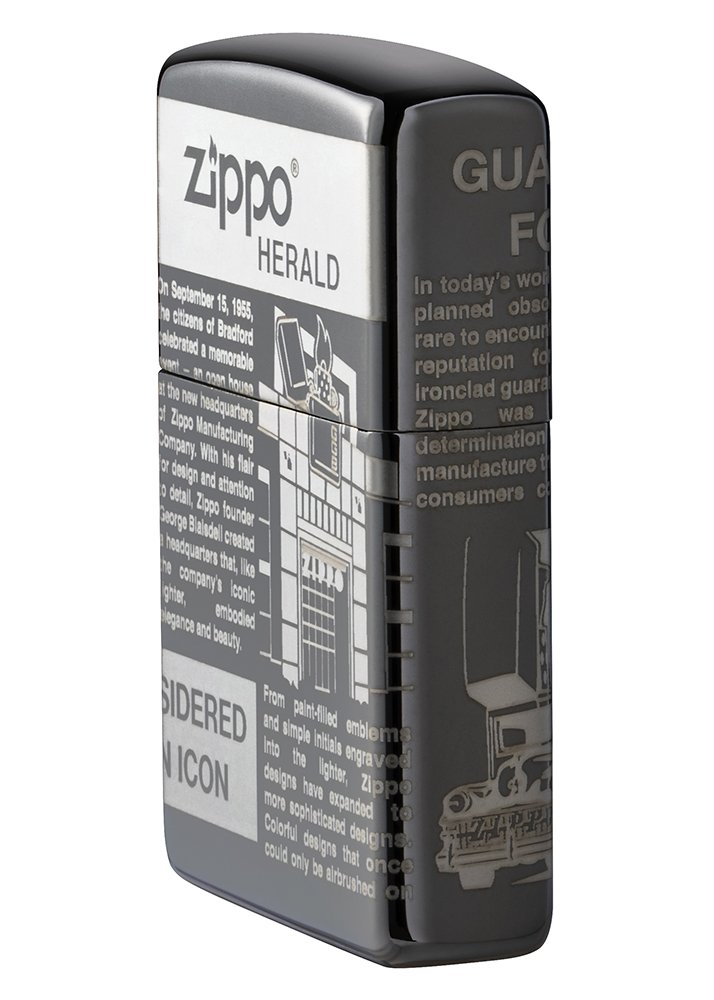 Зажигалка ZIPPO Classic с покрытием Black Ice®, латунь/сталь, чёрная, глянцевая, 36х12х56 мм_5