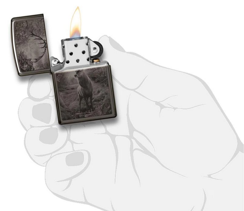 Зажигалка ZIPPO Classic с покрытием Black Ice®, латунь/сталь, чёрная, глянцевая, 36х12х56 мм_2