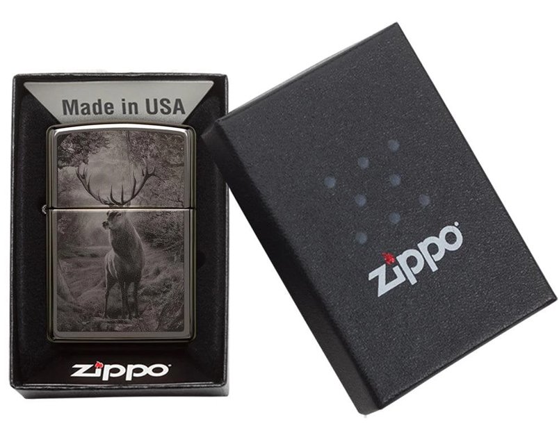 Зажигалка ZIPPO Classic с покрытием Black Ice®, латунь/сталь, чёрная, глянцевая, 36х12х56 мм_3