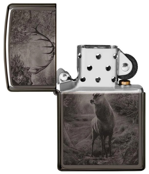 Зажигалка ZIPPO Classic с покрытием Black Ice®, латунь/сталь, чёрная, глянцевая, 36х12х56 мм_4