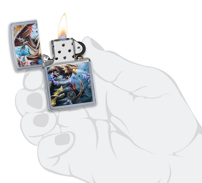 Зажигалка ZIPPO Anne Stokes с покрытием Street Chrome™, латунь/сталь, серебристая, 36x12x56 мм_4