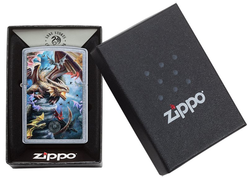 Зажигалка ZIPPO Anne Stokes с покрытием Street Chrome™, латунь/сталь, серебристая, 36x12x56 мм_6