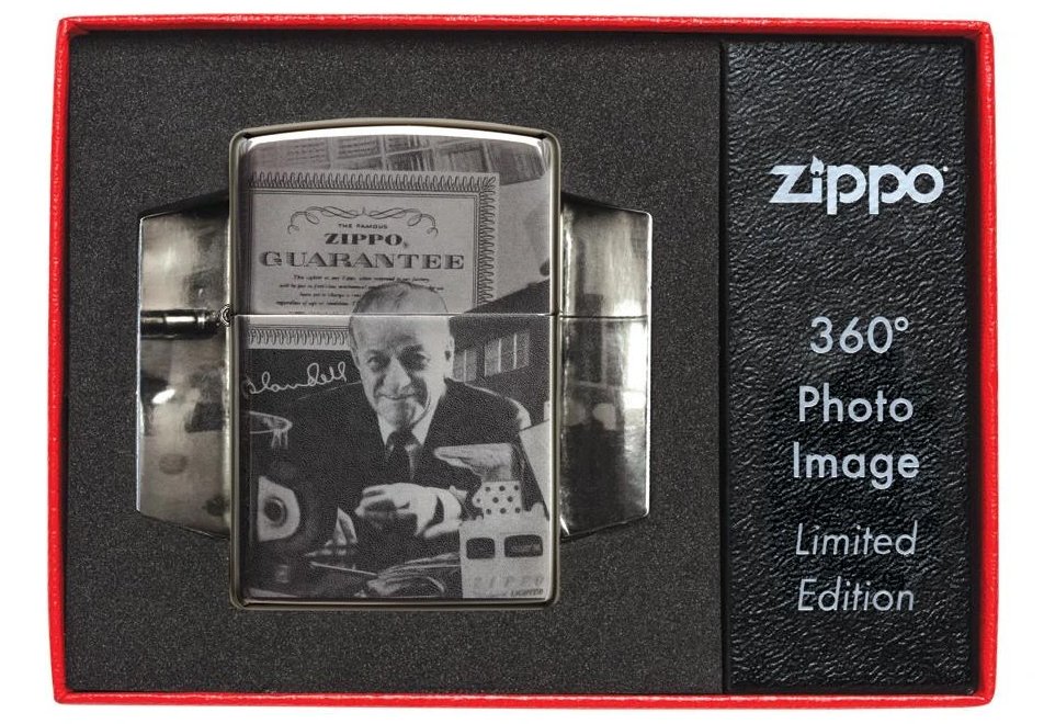 Зажигалка ZIPPO George Blaisdell с покрытием Black Ice®, латунь/сталь, чёрная, 36х12х56 мм_11