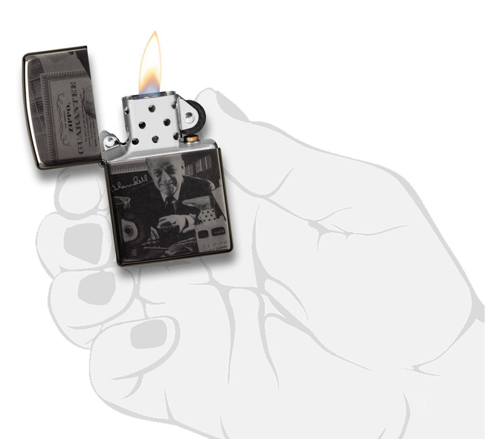 Зажигалка ZIPPO George Blaisdell с покрытием Black Ice®, латунь/сталь, чёрная, 36х12х56 мм_3
