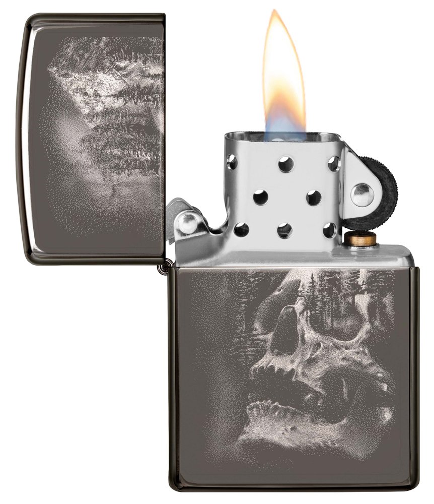 Зажигалка ZIPPO Skull Design с покрытием Black Ice®, латунь/сталь, черная, 38x13x57 мм_2