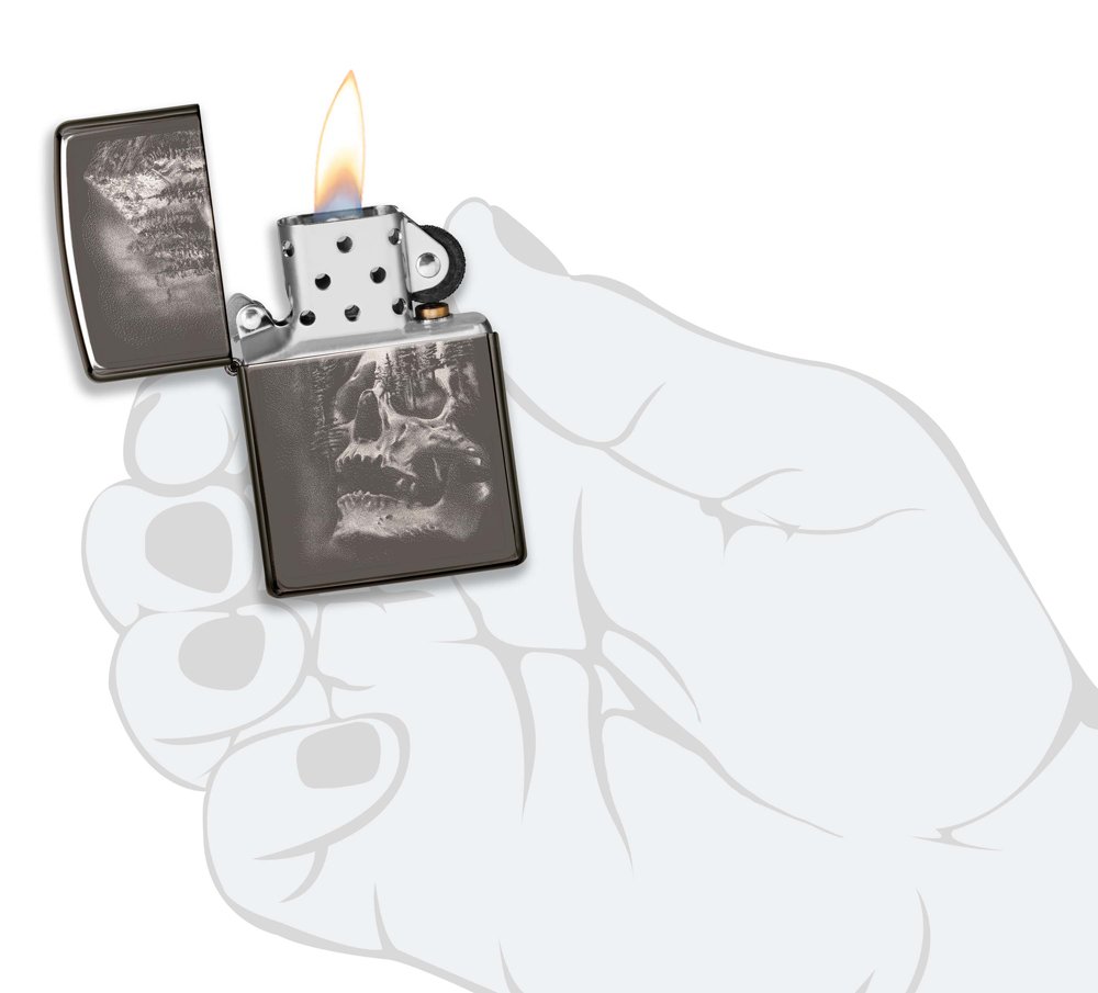 Зажигалка ZIPPO Skull Design с покрытием Black Ice®, латунь/сталь, черная, 38x13x57 мм_4