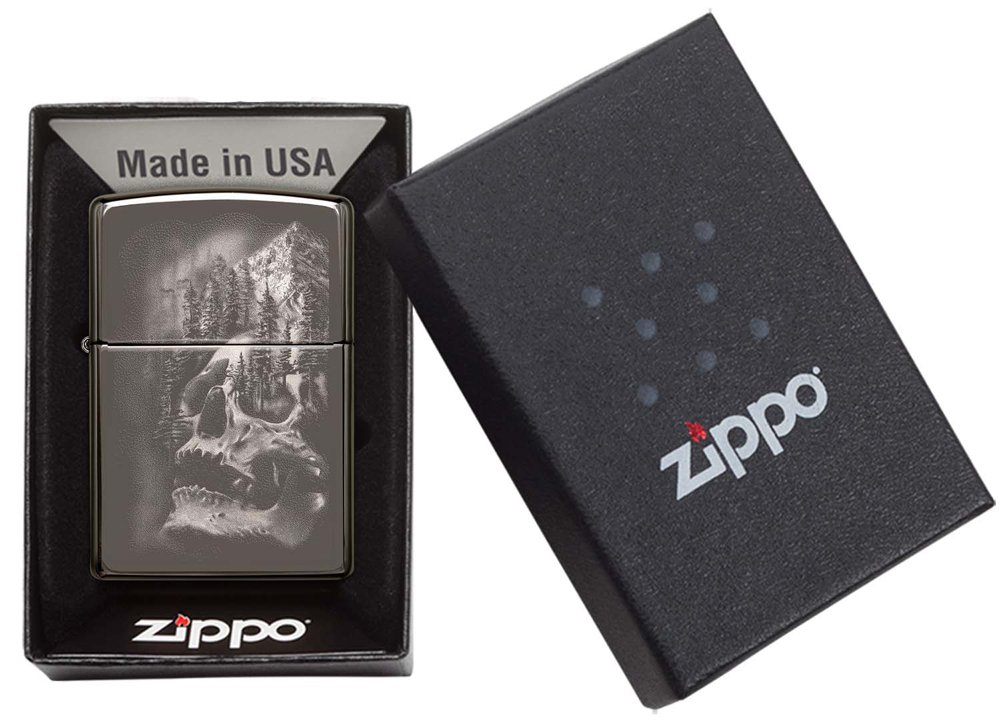 Зажигалка ZIPPO Skull Design с покрытием Black Ice®, латунь/сталь, черная, 38x13x57 мм_5