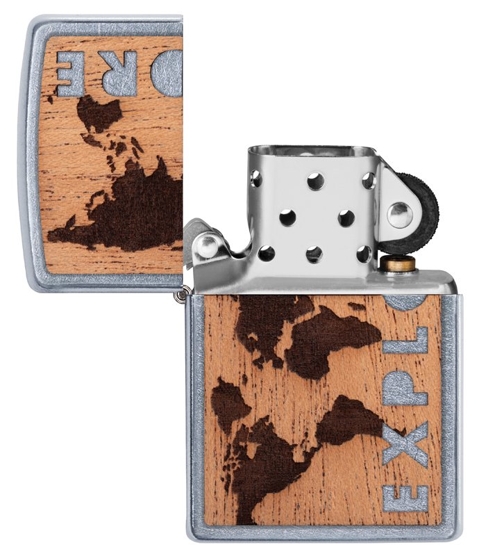 Зажигалка ZIPPO WOODCHUCK с покрытием Street Chrome™, латунь/сталь/дерево, серебристая, 36x12x56 мм_4