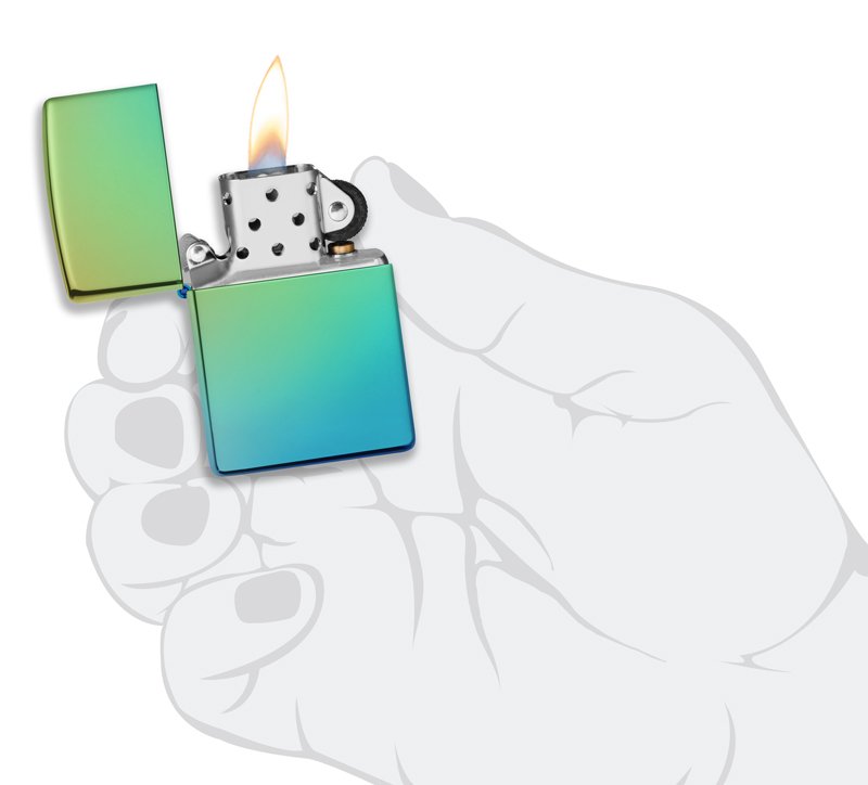 Зажигалка ZIPPO Classic с покрытием High Polish Teal, латунь/сталь, зелёная, глянцевая, 36x12x56 мм_4