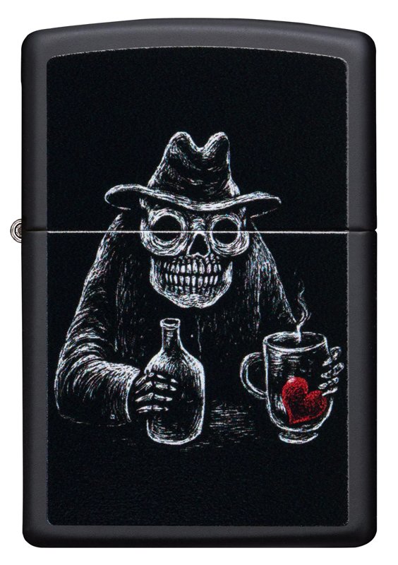 Зажигалка ZIPPO Bar Skull Design с покрытием Black Matte, латунь/сталь, чёрная, матовая, 36x12x56 мм_1