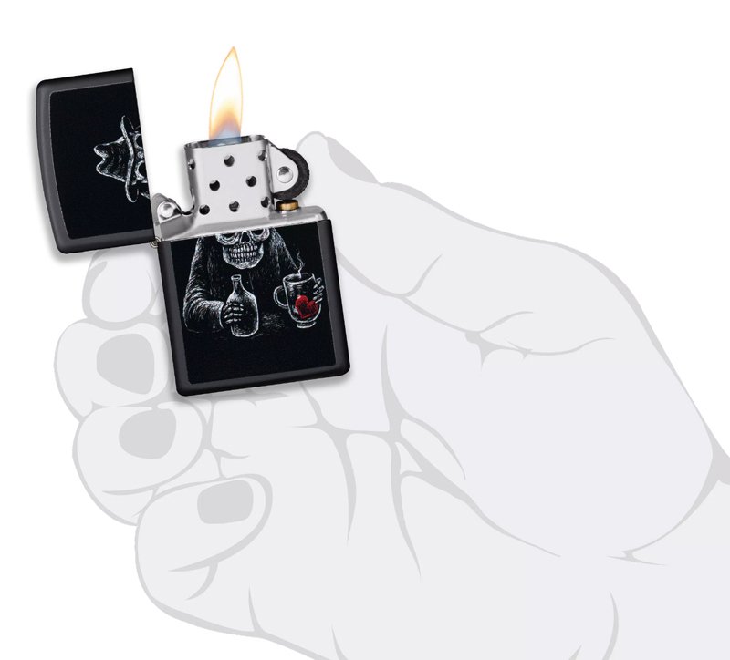 Зажигалка ZIPPO Bar Skull Design с покрытием Black Matte, латунь/сталь, чёрная, матовая, 36x12x56 мм_4