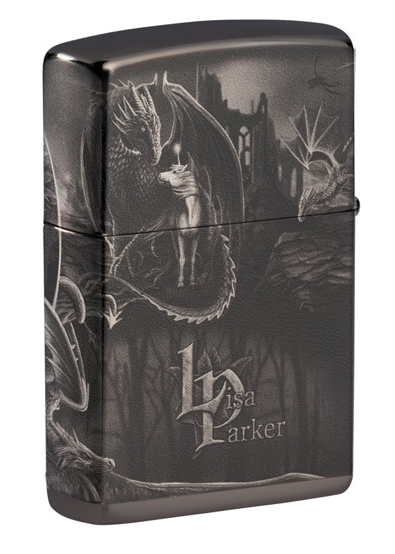 Зажигалка ZIPPO Lisa Parker с покрытием High Polish Black, латунь/сталь, чёрная, 38x13x57 мм_1