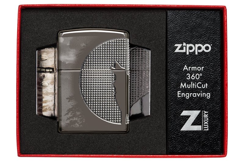 Зажигалка ZIPPO Armor™ Wolf  с покрытием High Polish Black Ice®, латунь/сталь, чёрная, 38x13x57 мм_9