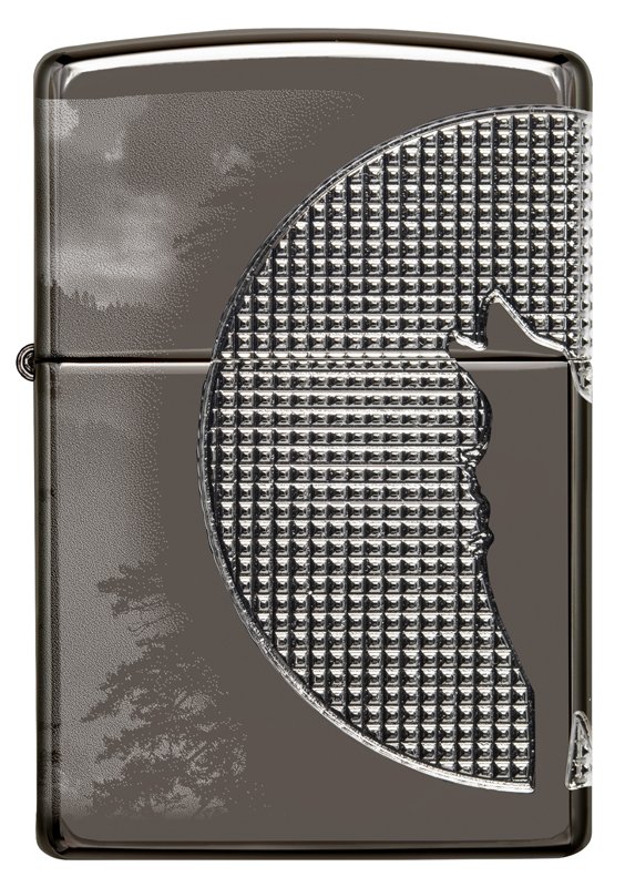 Зажигалка ZIPPO Armor™ Wolf  с покрытием High Polish Black Ice®, латунь/сталь, чёрная, 38x13x57 мм_2