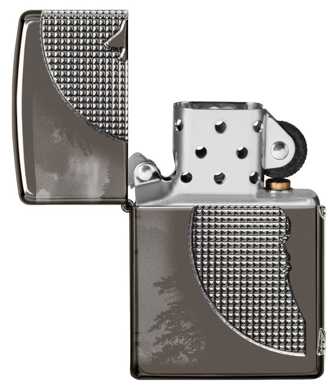 Зажигалка ZIPPO Armor™ Wolf  с покрытием High Polish Black Ice®, латунь/сталь, чёрная, 38x13x57 мм_7