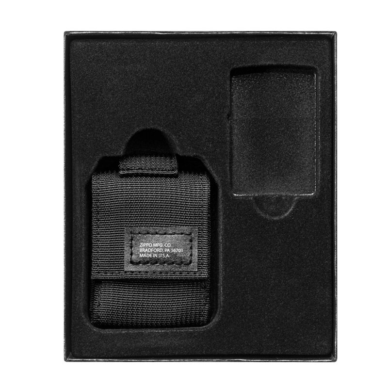 Набор ZIPPO: чёрная зажигалка Black Crackle® и чёрный нейлоновый чехол, в подарочной коробке_2