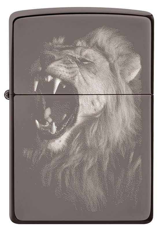 Зажигалка ZIPPO Lion Design с покрытием Black Ice®, латунь/сталь, чёрная, глянцевая, 38x13x57 мм_1