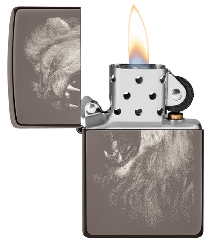 Зажигалка ZIPPO Lion Design с покрытием Black Ice®, латунь/сталь, чёрная, глянцевая, 38x13x57 мм_2