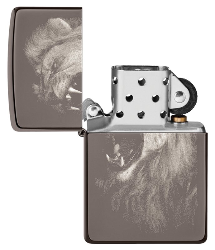 Зажигалка ZIPPO Lion Design с покрытием Black Ice®, латунь/сталь, чёрная, глянцевая, 38x13x57 мм_3