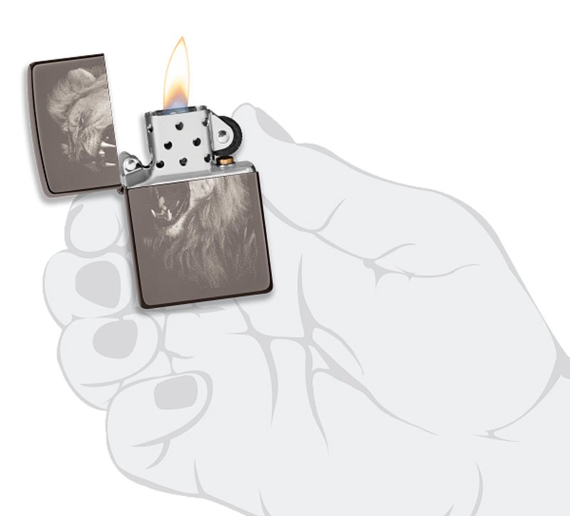 Зажигалка ZIPPO Lion Design с покрытием Black Ice®, латунь/сталь, чёрная, глянцевая, 38x13x57 мм_4