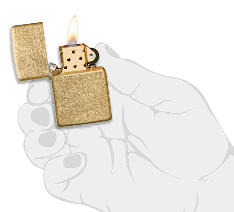 Зажигалка ZIPPO Classic с покрытием Tumbled Brass, латунь/сталь, золотистая, матовая, 38x13x57 мм_4