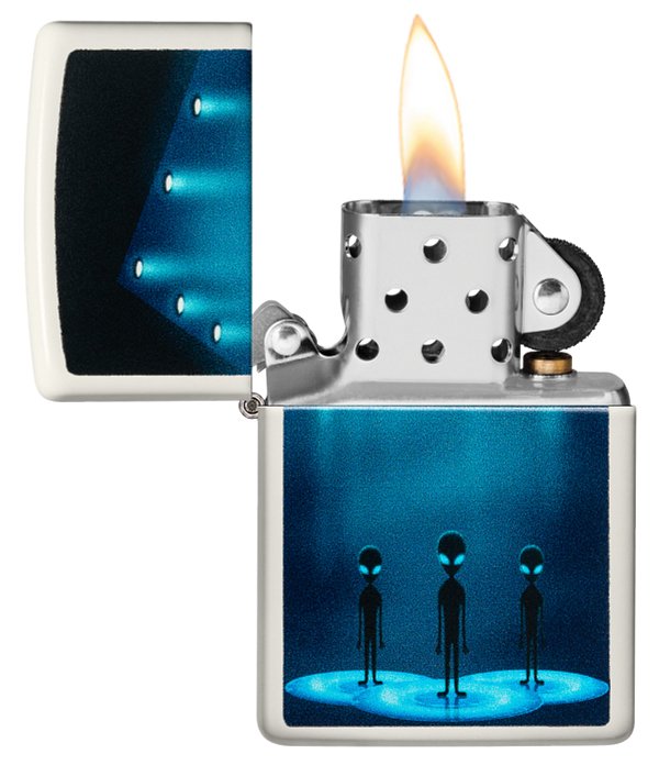 Зажигалка ZIPPO Aliens Design с покрытием Glow In The Dark Green, латунь/сталь, белая, 38x13x57 мм_2