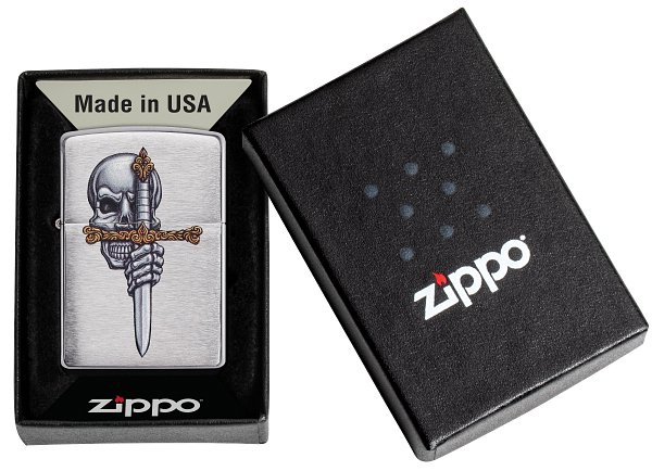 Зажигалка ZIPPO Woodchuck Cherry с покрытием Brushed Chrome, латунь/сталь, серебристая, 38x13x57 мм_5