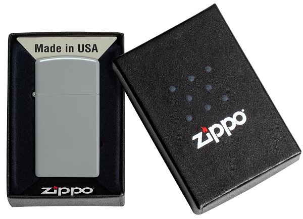 Зажигалка ZIPPO Slim® с покрытием Flat Grey, латунь/сталь, серая, матовая, 29x10x60 мм_5