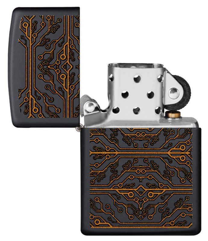 Зажигалка ZIPPO Circuit Pattern с покрытием Black Matte, латунь/сталь, чёрная, матовая, 38x13x57 мм_3