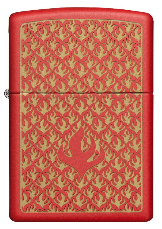 Зажигалка ZIPPO Flame Pattern с покрытием Red Matte, латунь/сталь, красная, матовая, 38x13x57 мм_1