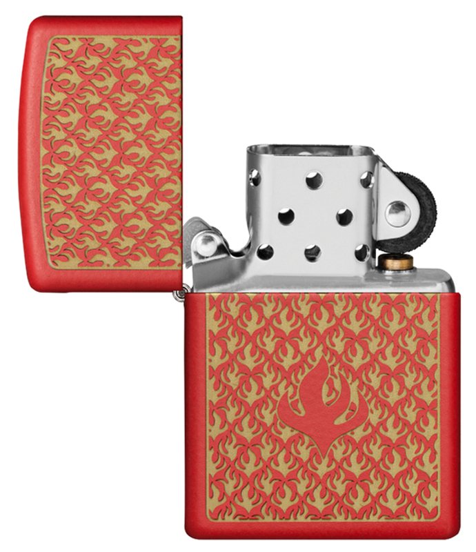 Зажигалка ZIPPO Flame Pattern с покрытием Red Matte, латунь/сталь, красная, матовая, 38x13x57 мм_3