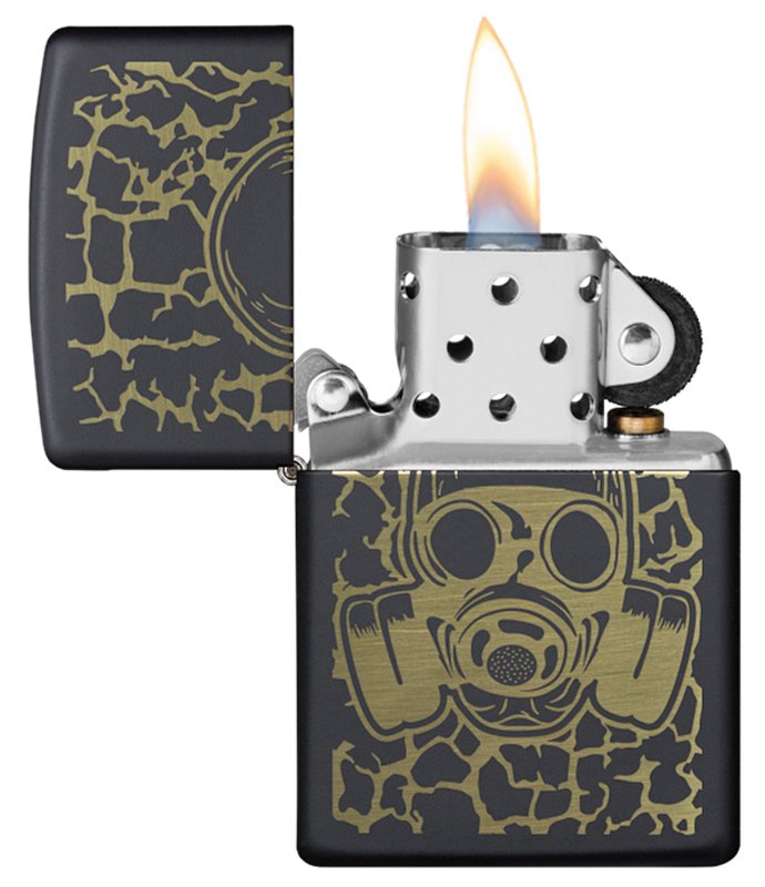 Зажигалка ZIPPO Skull Gas Mask с покрытием Black Matte, латунь/сталь, чёрная, матовая, 38x13x57 мм_2