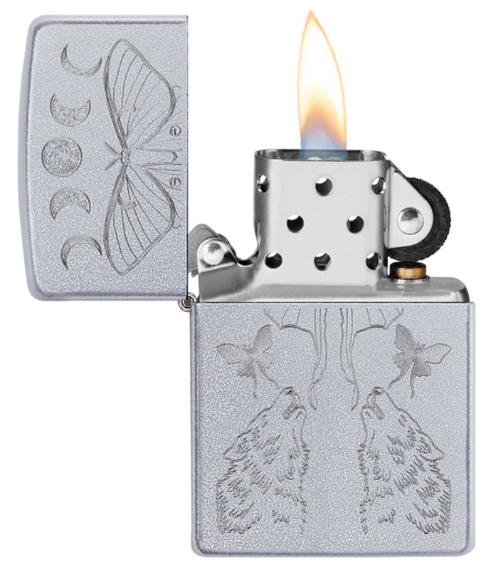 Зажигалка ZIPPO Butterfly and Wolf с покрытием Satin Chrome, латунь/сталь, серебристая, 38x13x57 мм_2