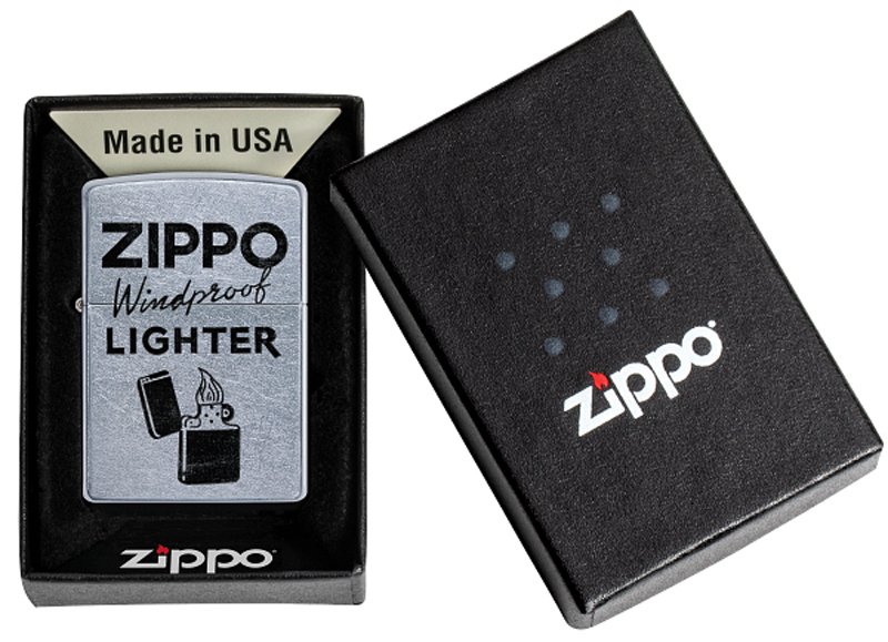 Зажигалка ZIPPO Zippo Windproof с покрытием Street Chrome™, латунь/сталь, серебристая, 38x13x57 мм_5
