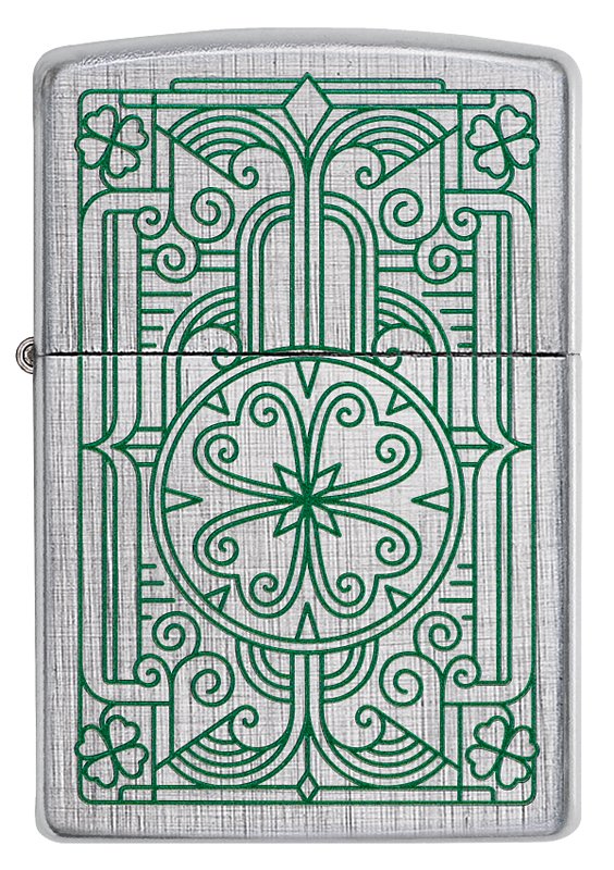 Зажигалка ZIPPO Luck Design с покрытием Brushed Chrome, латунь/сталь, серебристая, 38x13x57 мм_1