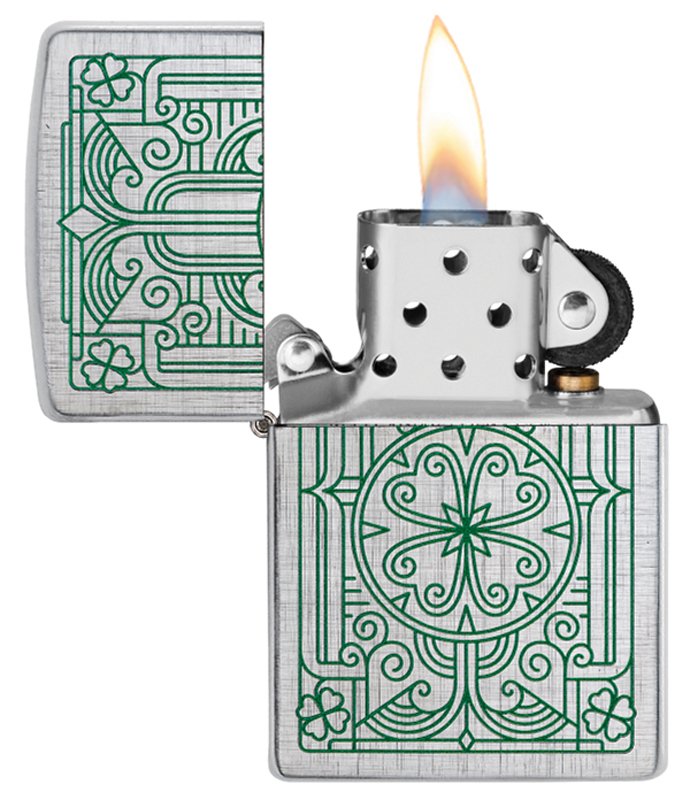 Зажигалка ZIPPO Luck Design с покрытием Brushed Chrome, латунь/сталь, серебристая, 38x13x57 мм_2