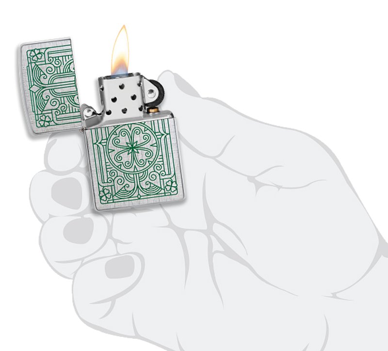 Зажигалка ZIPPO Luck Design с покрытием Brushed Chrome, латунь/сталь, серебристая, 38x13x57 мм_4