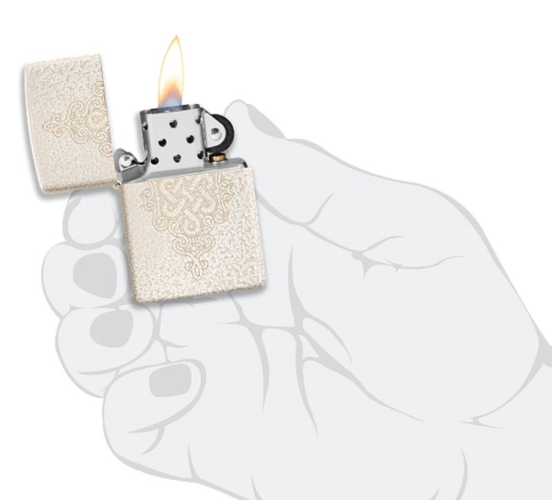 Зажигалка ZIPPO Lucky Knot Design с покрытием Mercury Glass, латунь/сталь, бежевая, 38x13x57 мм_4