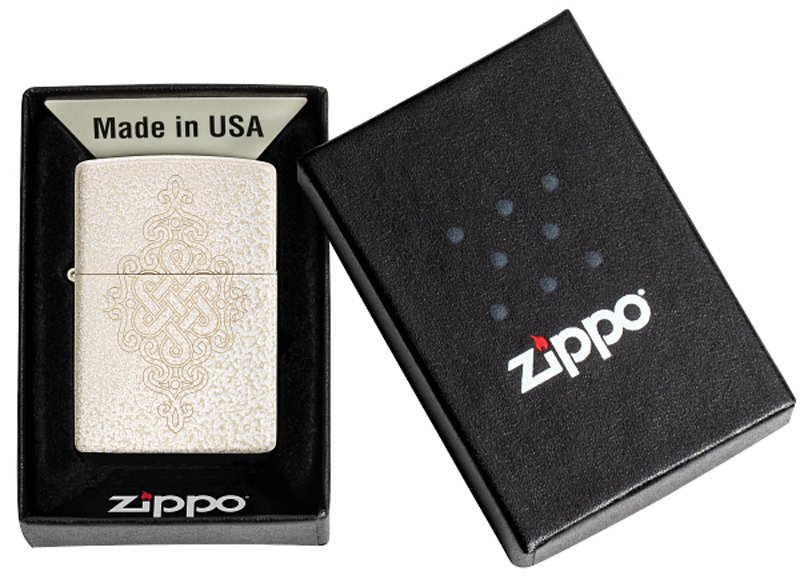 Зажигалка ZIPPO Lucky Knot Design с покрытием Mercury Glass, латунь/сталь, бежевая, 38x13x57 мм_5