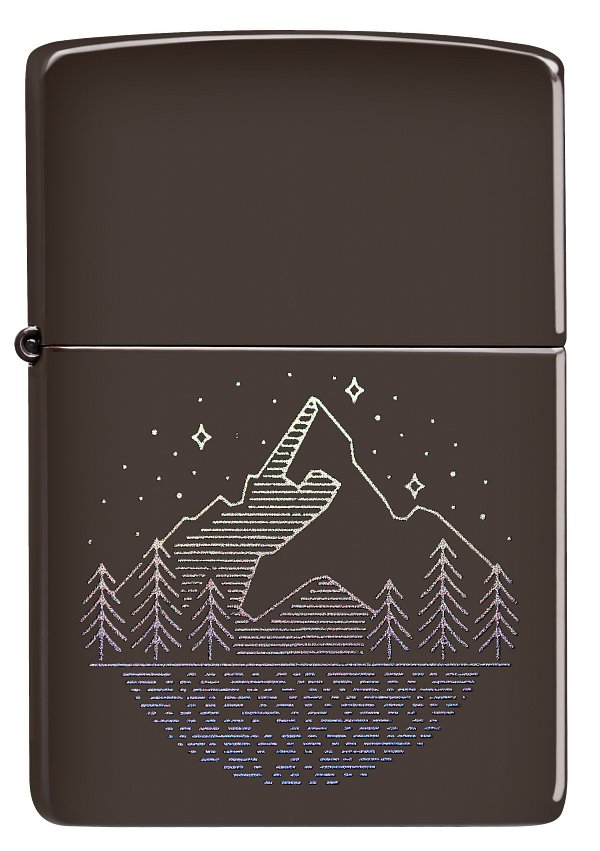 Зажигалка ZIPPO Mountain Design с покрытием Brown, латунь/сталь, коричневая, матовая, 38x13x57 мм_1