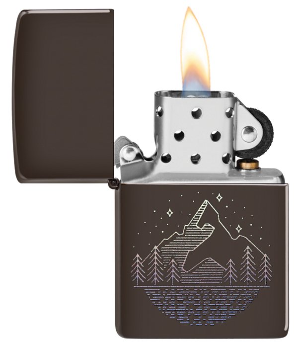 Зажигалка ZIPPO Mountain Design с покрытием Brown, латунь/сталь, коричневая, матовая, 38x13x57 мм_2